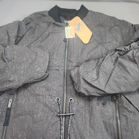 Free People Movement Jackets & Blazers - Free People Movement Bomber Jacket Black Primaloft Ruched Oversized Women's Sz M